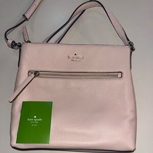 kate spade women’s light/pale pink crossbody bag never worn, silver detail
